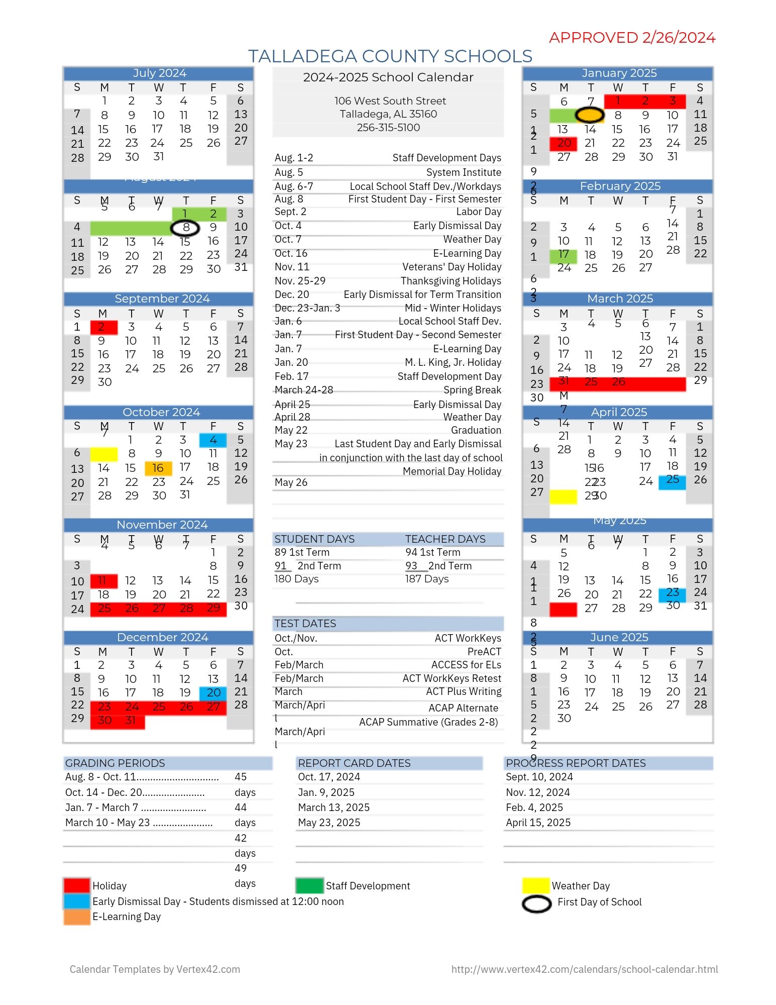 TCBOE 20242025 School Calendar BK's Infosec Classes