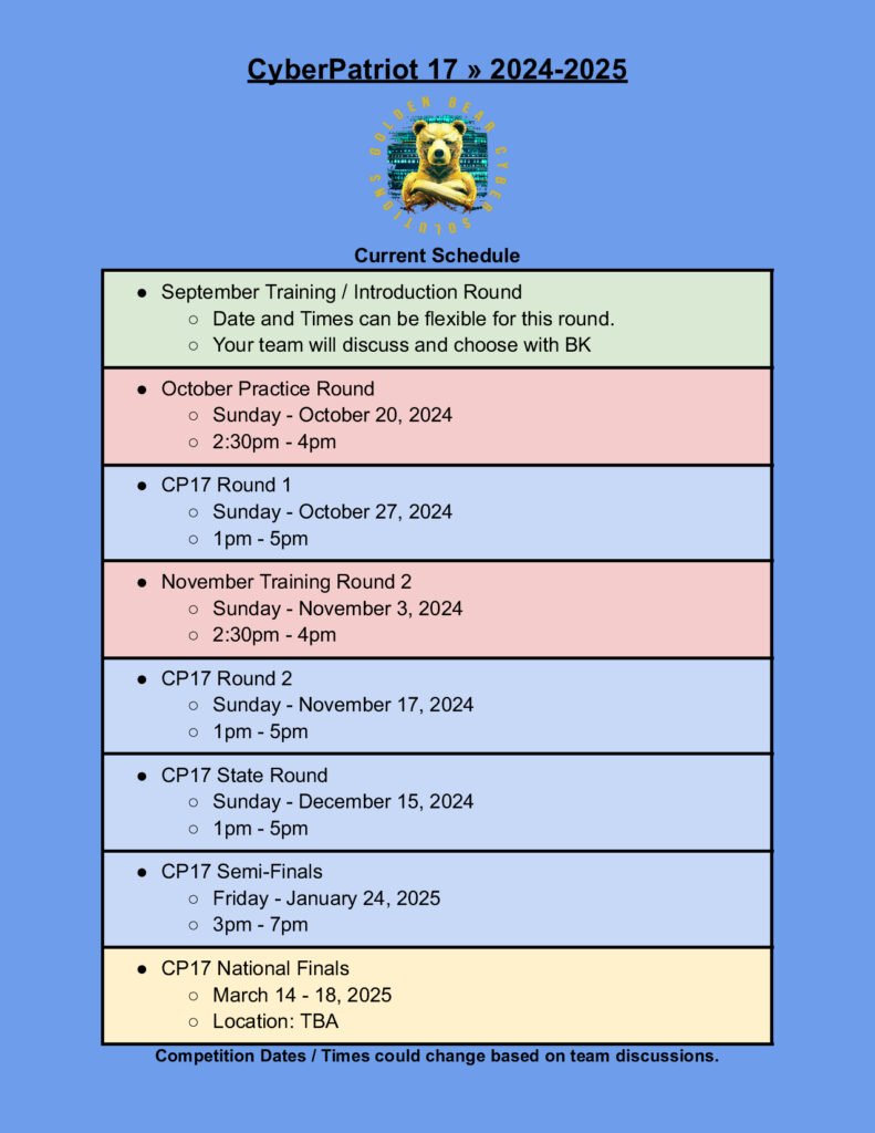 CP17 Schedule